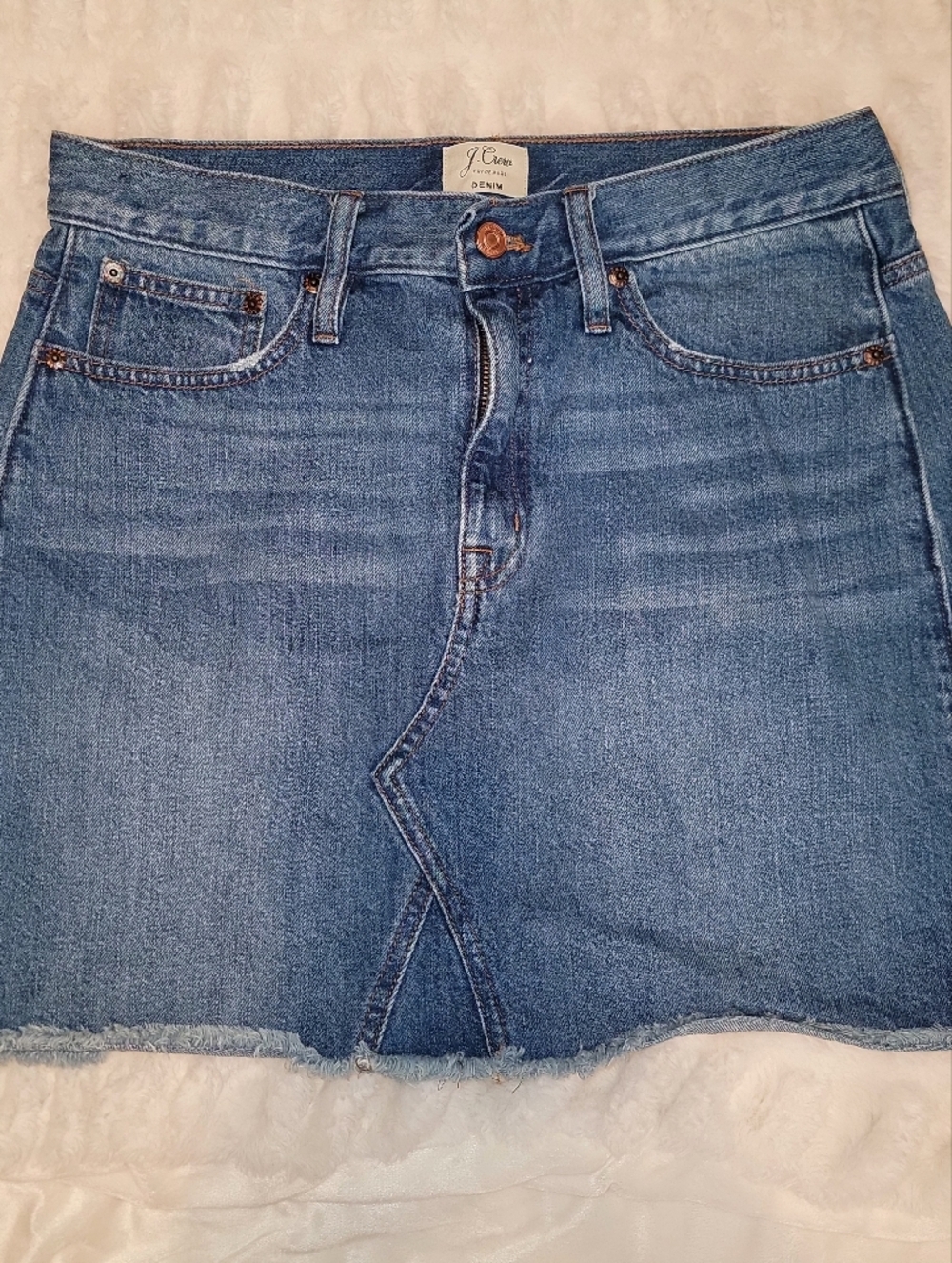 J. Crew Classic Denim A-Line Skirt in Medium Blue